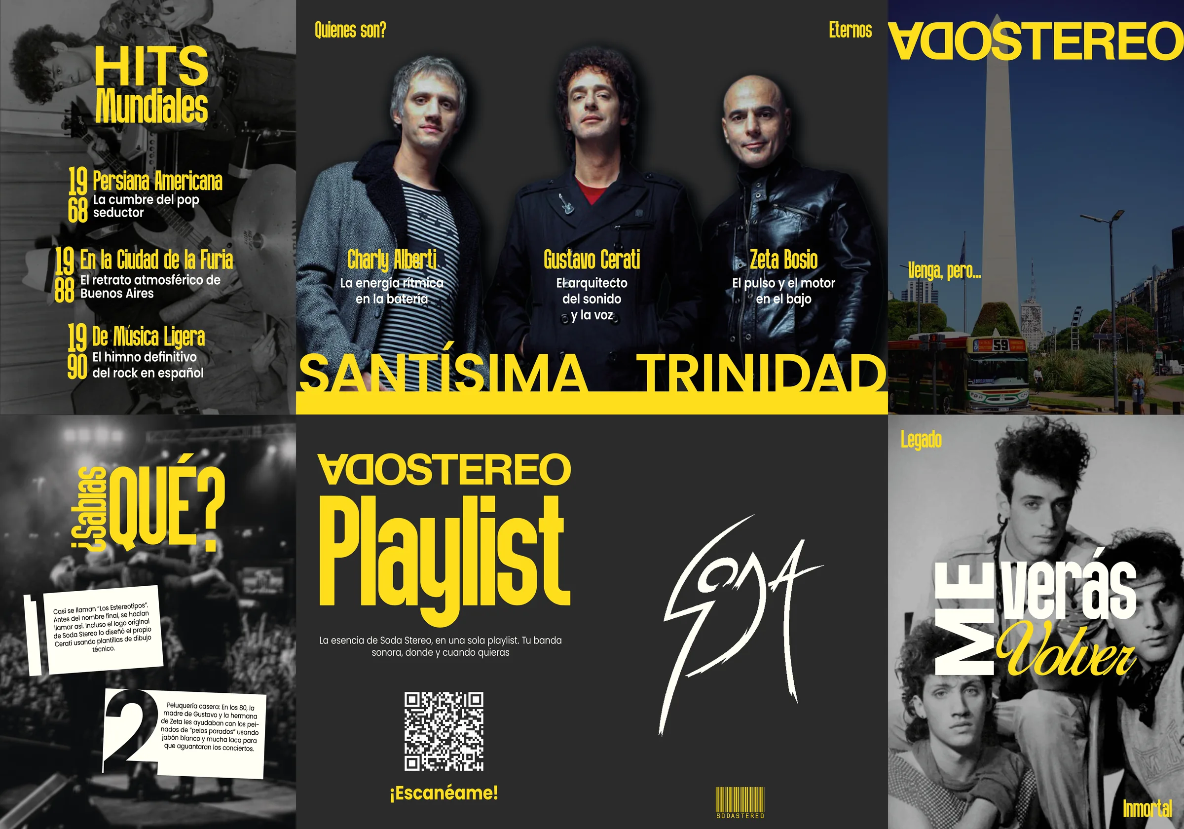 Plancha completa del fanzine de Soda Stereo con sus ocho páginas