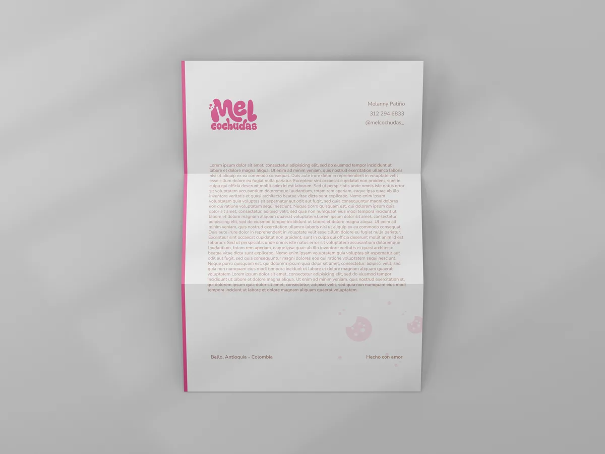 Hoja membretada con el logotipo y los datos de contacto